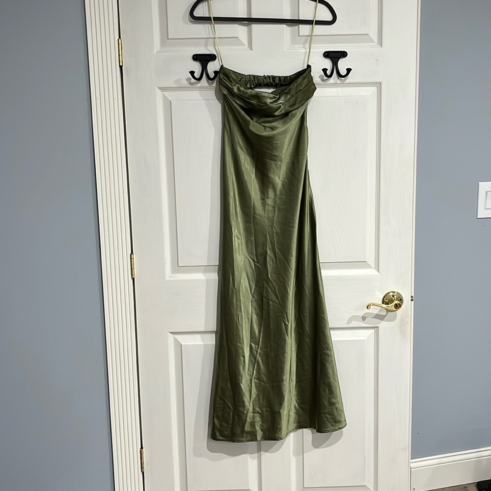 XS satin green dress